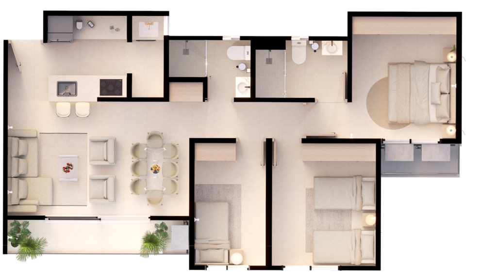 Plano del apartamento tipo de Milano Park