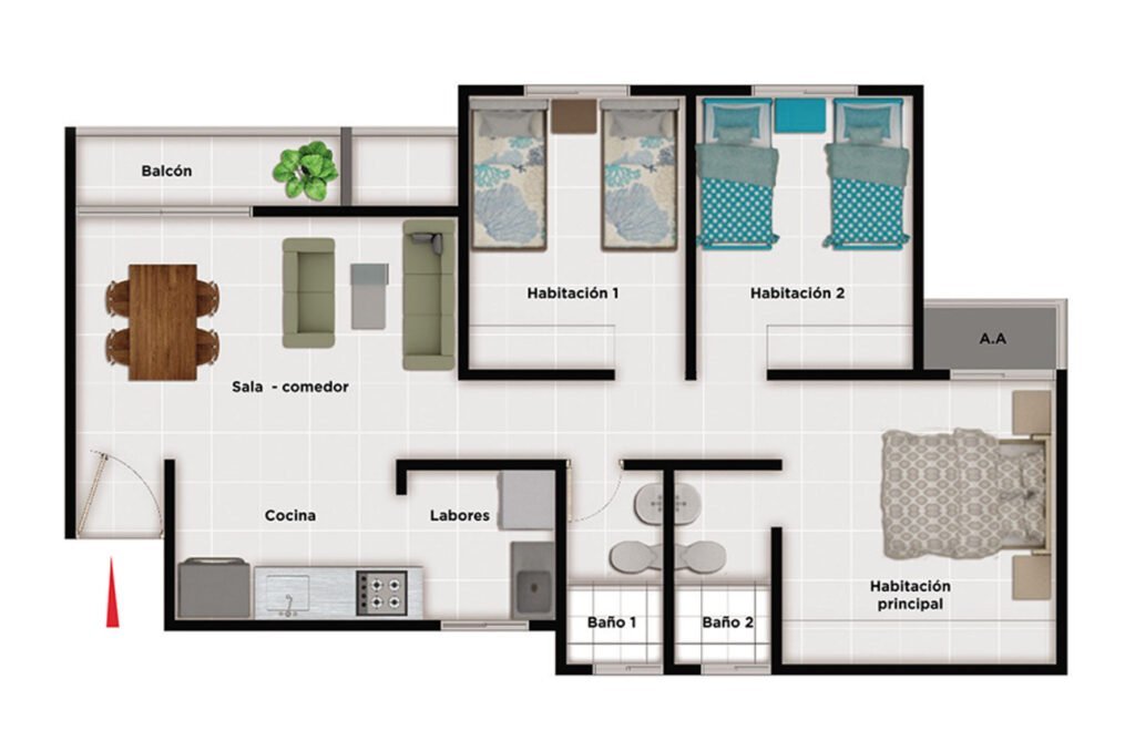 Plano del apartamento tipo de Portobelo
