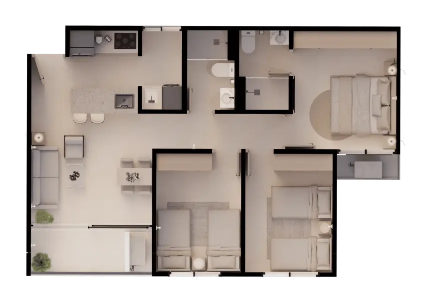 Plano del apartamento tipo de Reserva 90
