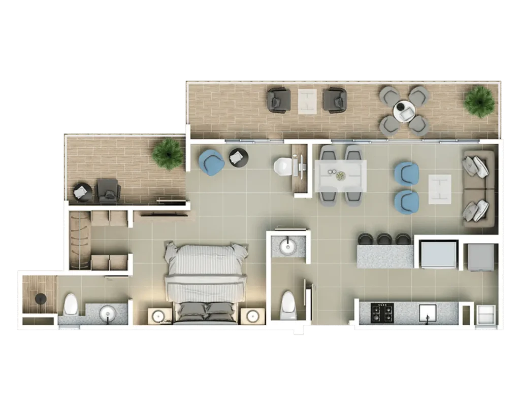 Plano del apartamento Tipo 1 de Zinnia Club House