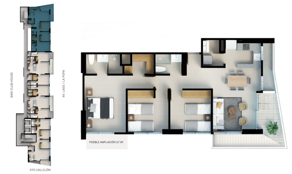 Plano del apartamento Tipo 1 de Ítaca Tower